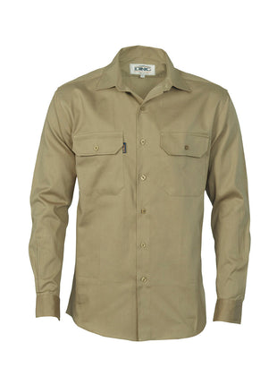 Cotton Drill Work Shirt - Long Sleeve (DN-3202)