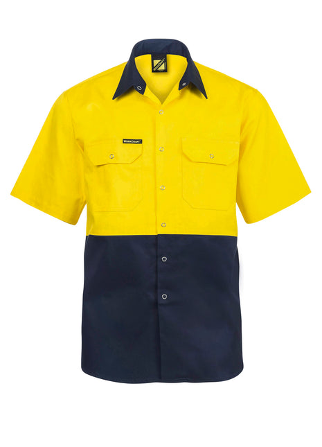 Hi Vis Short Sleeve Cotton Drill Shirt with Press Studs (NC-WS3063)
