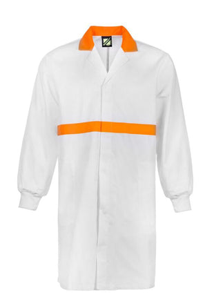 Food Industry Long Sleeve Dustcoat with Contrast Collar and Chestband (NC-WJ3085)