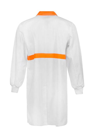 Food Industry Long Sleeve Dustcoat with Contrast Collar and Chestband (NC-WJ3085)