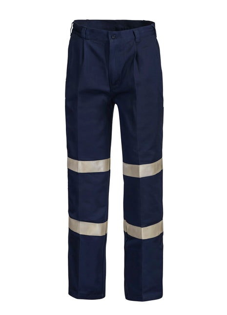 Mens Single Pleat Cotton Drill Trouser with Reflective Tape (NC-WP3045)