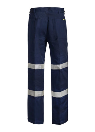 Mens Single Pleat Cotton Drill Trouser Long with Reflective Tape (NC-WP4006L)