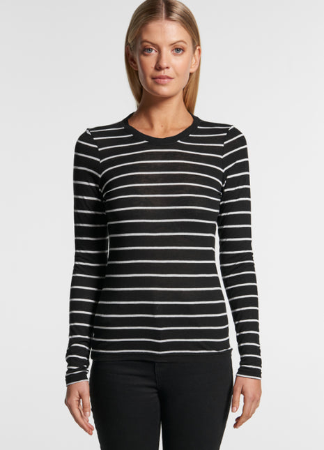 Womens Fine Stripe Long Sleeve T-Shirt (AS-4027)