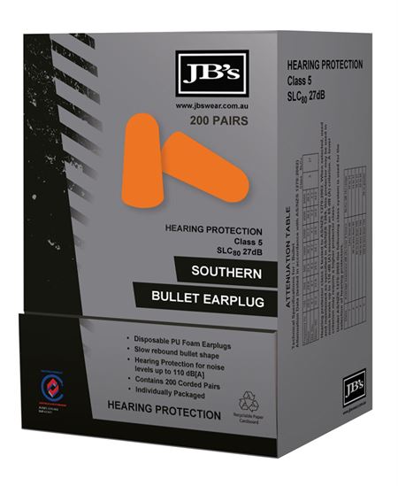 Southern Bullet Earplug (200 Pair) (JB-8P085)