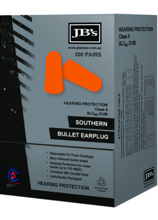 Southern Bullet Earplug (200 Pair) (JB-8P085)