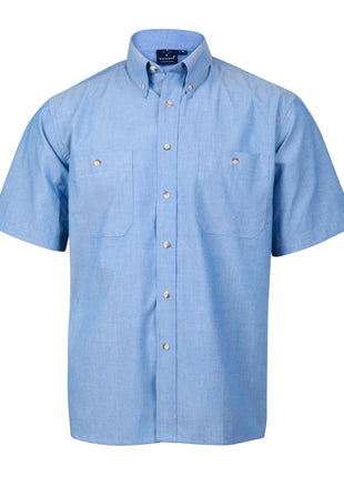 Mens Chambray Shirt Short Sleeve (WS-BS03S)