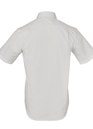 Mens Dobby Striped Taped Short Sleeve Shirt (WS-M7110S)
