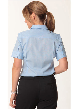 Womens Pin Stripe Short Sleeve Shirt (WS-M8224)