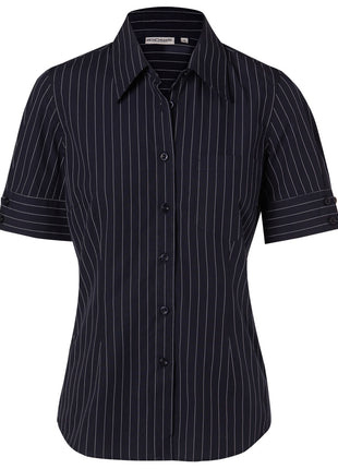 Womens Pin Stripe Short Sleeve Shirt (WS-M8224)