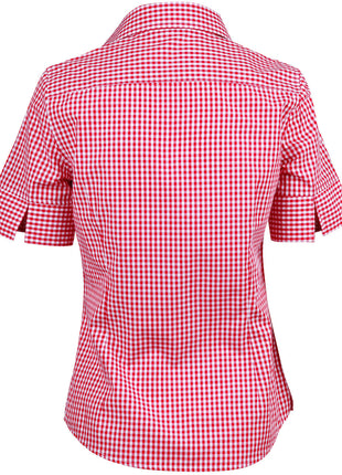 Womens Gingham Check Short Sleeve Shirt (WS-M8300S)