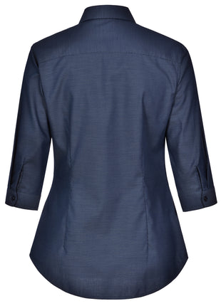 Womens Pin Dot Stretch 3/4 Sleeve Shirt (WS-M8400Q)