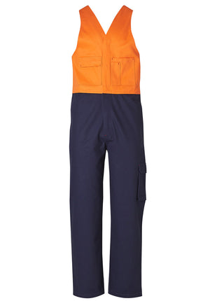 Mens Hi Vis Two Tone Cotton Drill Action Back Overall-Stout (WS-SW202)