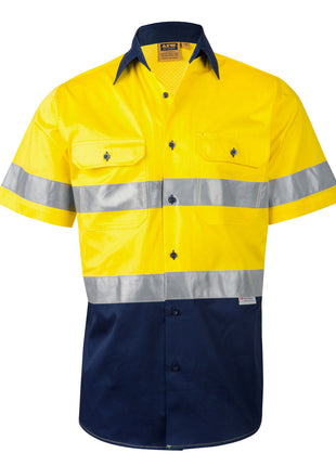 Mens Hi Vis Cool Breeze Safety Short Sleeve Shirt (3M® Tape) (WS-SW59)