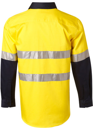 Mens Hi Vis Cotton Twill Long Sleeve Safety Shirt (3M® Tape) (WS-SW68)