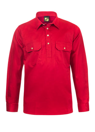 Mens Lightweight Long Sleeve Closed Front Cotton Drill Shirt (NC-WS3029)