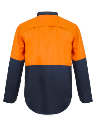 Mens HI Vis Lightweight Closed Front Vented Cotton Drill Shirt with Semi Gusset Sleeves (NC-WS4255)