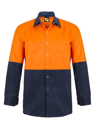 Hi Vis Long Sleeve Food Industry Cotton Drill Shirt with Press Studs and Spare Pockets (NC-WS3035)