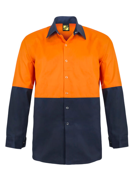 Hi Vis Long Sleeve Food Industry Cotton Drill Shirt with Press Studs and Spare Pockets (NC-WS3035)