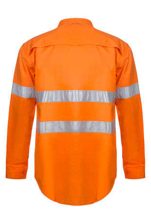Hi Vis Lightweight Long Sleeve Vented Cotton Drill Shirt with Reflective Tape (NC-WS4131)