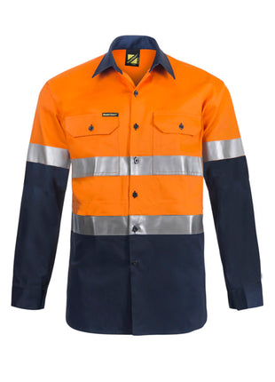 Hi Vis Lightweight Long Sleeve Vented Cotton Drill Shirt with Reflective Tape (NC-WS6030)