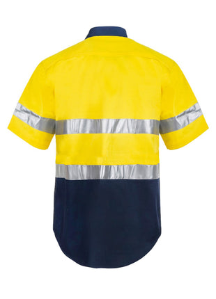 Mens Hi Vis Short Sleeve Cotton Drill Shirt with Reflective Tape (NC-WS4001)