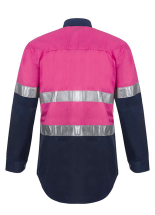 Hi Vis Lightweight Long Sleeve Vented Cotton Drill Shirt with Reflective Tape (NC-WS4132)