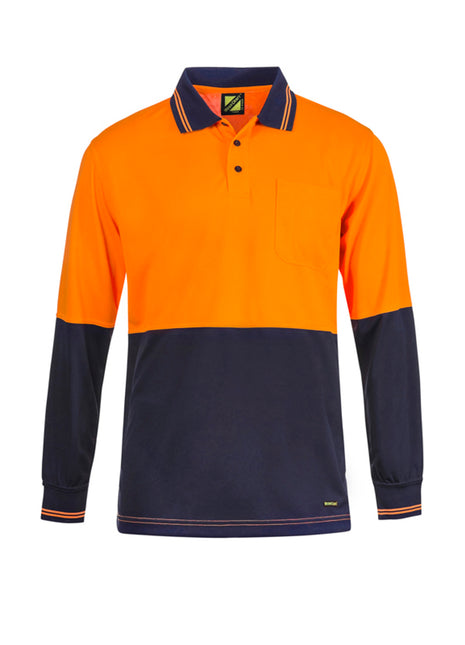 Hi Vis Long Sleeve Cotton Back Polo Shirt with Pocket (NC-WSP402)