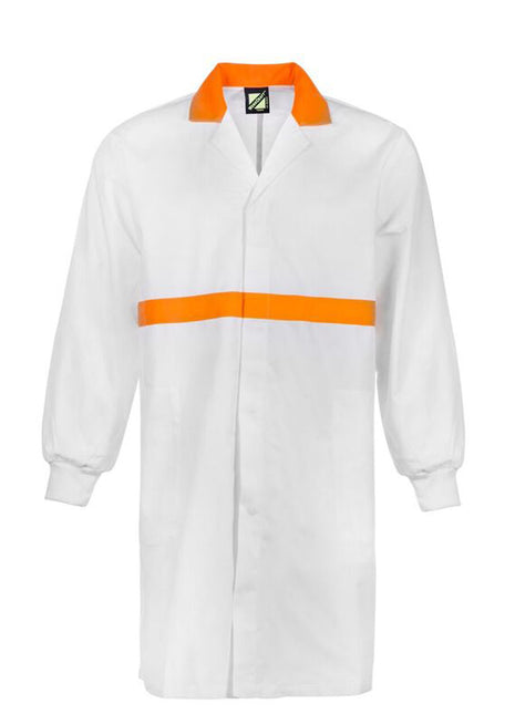 Food Industry Long Sleeve Dustcoat with Contrast Collar and Chestband (NC-WJ3085)