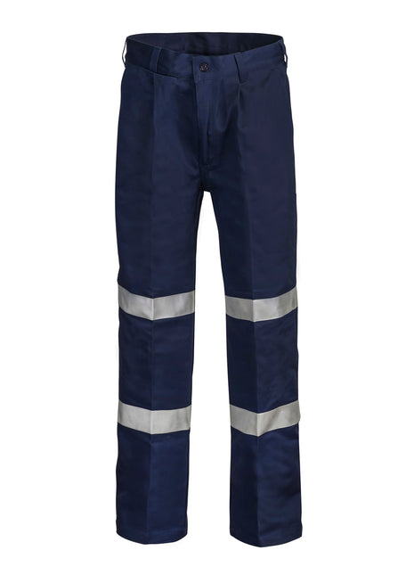 Mens Single Pleat Cotton Drill Trouser with Reflective Tape (NC-WP4006)
