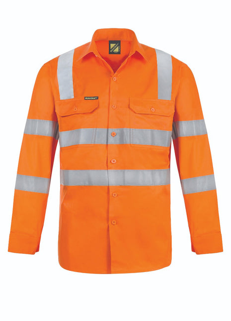 Hi Vis Lightweight Vented Cotton Drill Shirt with Reflective Tape and Semi Gusset Sleeves (NC-WS6011)