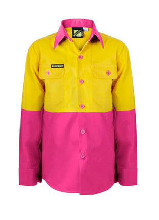 Hi Vis Kids Lightweight Long Sleeve Cotton Drill Shirt (NC-WSK127)