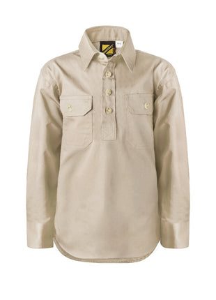 Boys Kids Lightweight Long Sleeve Closed Cotton Drill Shirt (NC-WSK131)