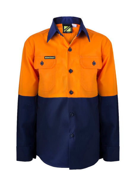 Hi Vis Kids Lightweight Long Sleeve Cotton Drill Shirt (NC-WSK127)