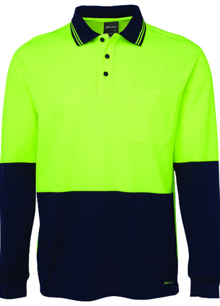Hi Vis Long Sleeve Cotton Back Polo (JB-6HPL)