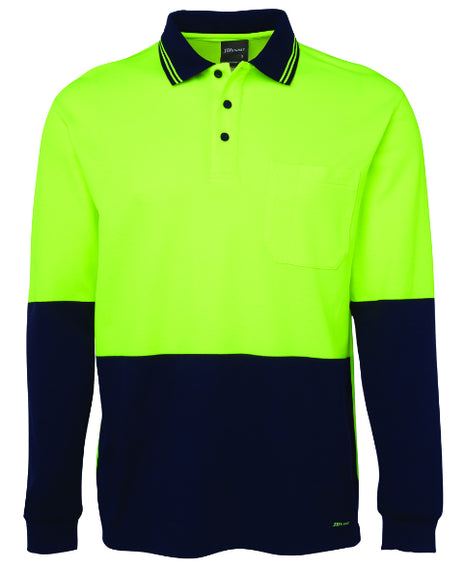 Hi Vis Long Sleeve Cotton Back Polo (JB-6HPL)