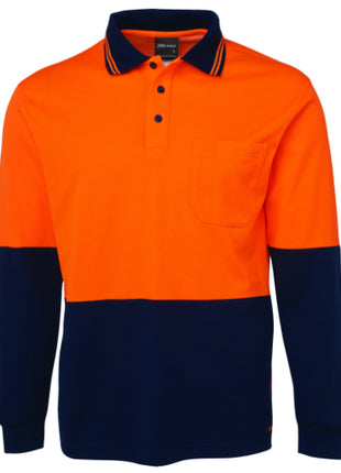 Hi Vis Long Sleeve Cotton Back Polo (JB-6HPL)