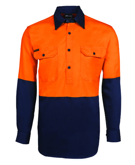 Hi Vis Close Front Long Sleeve 190G Shirt (JB-6HVCF)