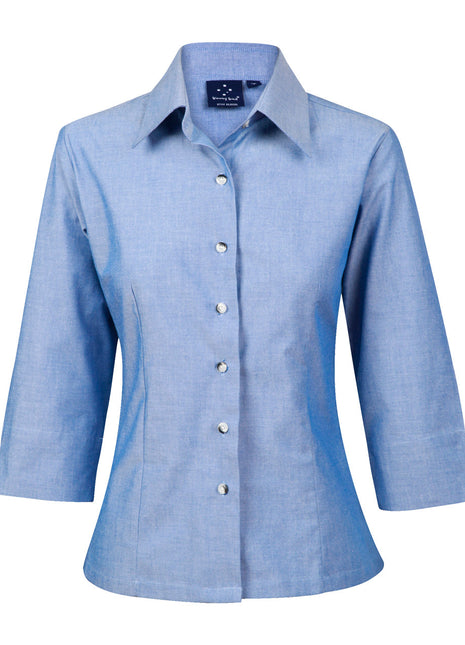 Womens Wrinkle Free Chambray Shirt 3/4 Sleeve (WS-BS04)
