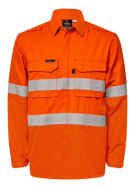 Mens Hi Vis HRC 2 Inherent Shirt with Gusset Sleeves and Reflective Tape X Pattern (NC-FSV035)