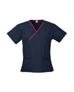 Ladies Contrast Crossover Scrubs Top (BZ-H10722)