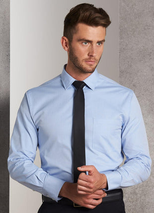 Mens CVC Oxford Long Sleeve Shirt (WS-M7040L)