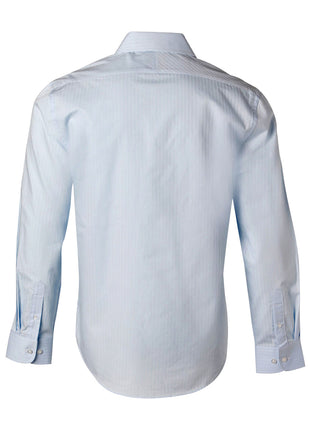 Mens Self Stripe Long Sleeve Shirt (WS-M7100L)
