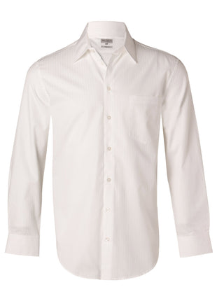 Mens Self Stripe Long Sleeve Shirt (WS-M7100L)
