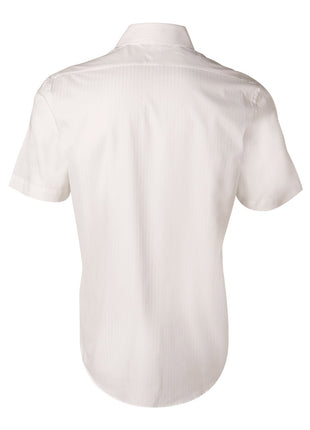 Mens Self Stripe Short Sleeve Shirt (WS-M7100S)