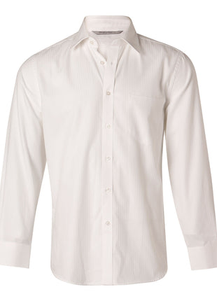 Mens Mini Herringbone Long Sleeve Shirt (WS-M7112)