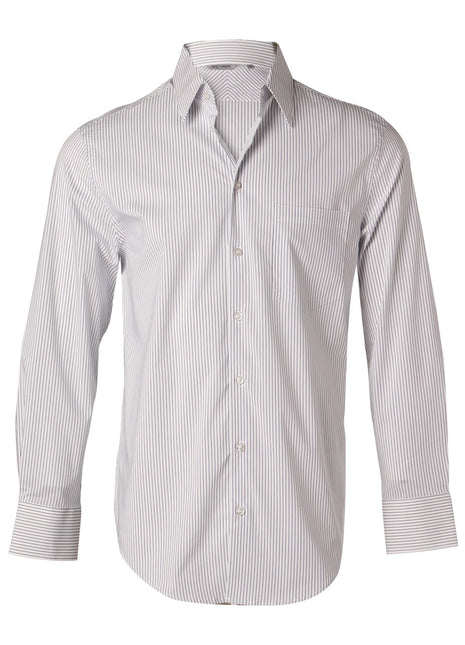 Mens Ticking Stripe Long Sleeve Shirt (WS-M7200L)