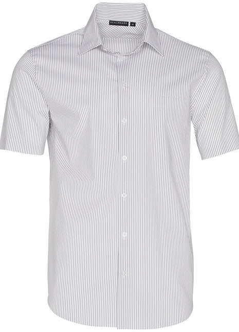 Mens Ticking Stripe Short Sleeve Shirt (WS-M7200S)