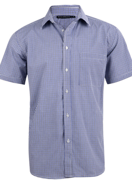 Mens Two Tone Check Short Sleeve Shirt (WS-M7320S)