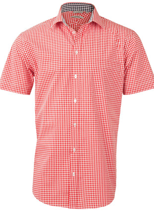 Mens Gingham Check Short Sleeve Shirt (WS-M7330S)