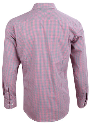 Mens Two Tone Mini Check Long Sleeve Shirt (WS-M7340L)